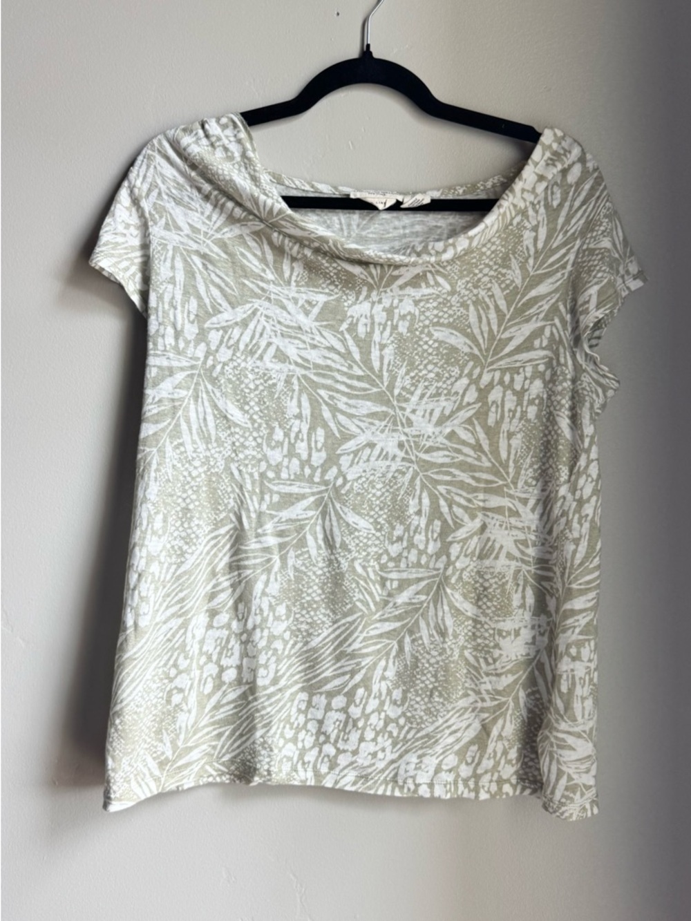 Christian Siriano Linen Top Tropical Print Coastal Neutral Resortwear Boho